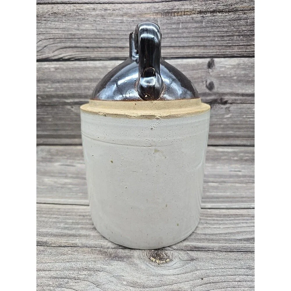 Antique Primitive Stoneware Crock Salt Glazed Handled Jug  11